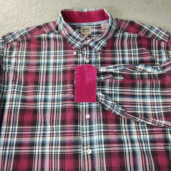 Cinch Western Shirt Mens LG Purple Plaid Button Down Cotton Western Cowboy - Picture 1 of 9
